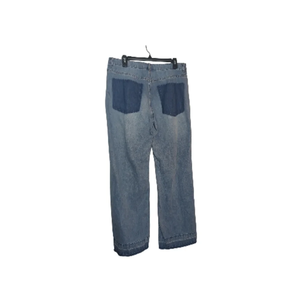 Divided 12 Wide Leg Distressed Hem Jeans Back Shadow Pockets Festival Coastal